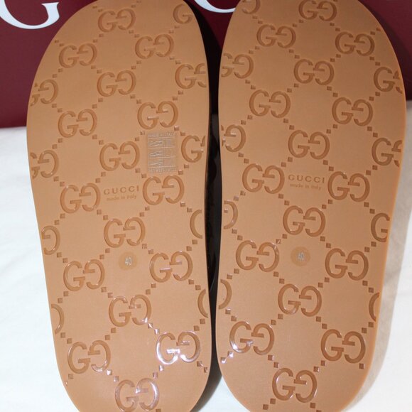 NWB Gucci GG Supreme Padded Platform Crisscross Sandals Slides Beige 40 816798 - Picture 6 of 6